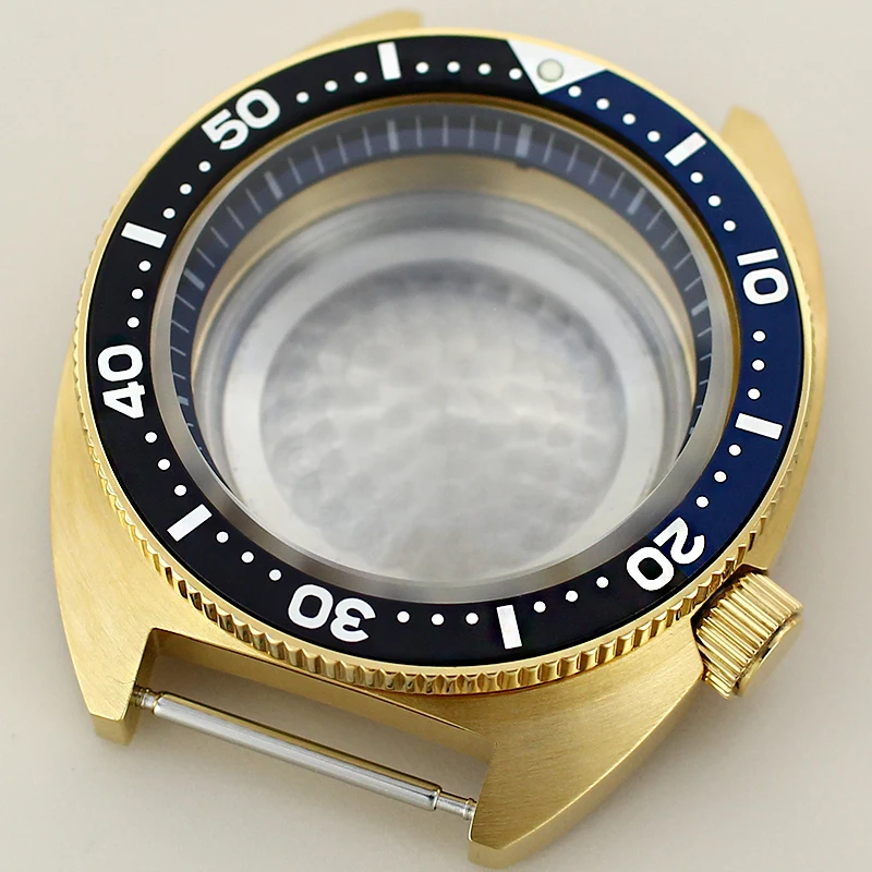 

Pvd Gold 41mm Luxury Watch Case Sapphire Crystal Tuna Turtle 3.8 o'clock For Mod SKX Abalone Seiko NH35 NH36 NH34 NH38 4R36 Movt