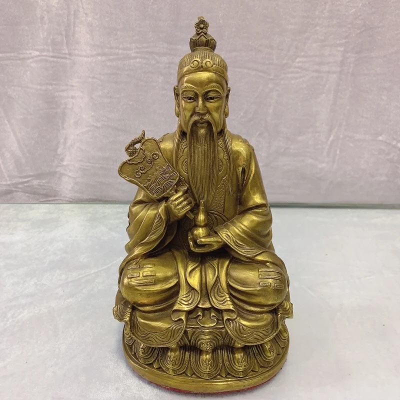 Brass statue of , bronze figure of the Supreme Laojun, decorative craft for home and office desk offerings
