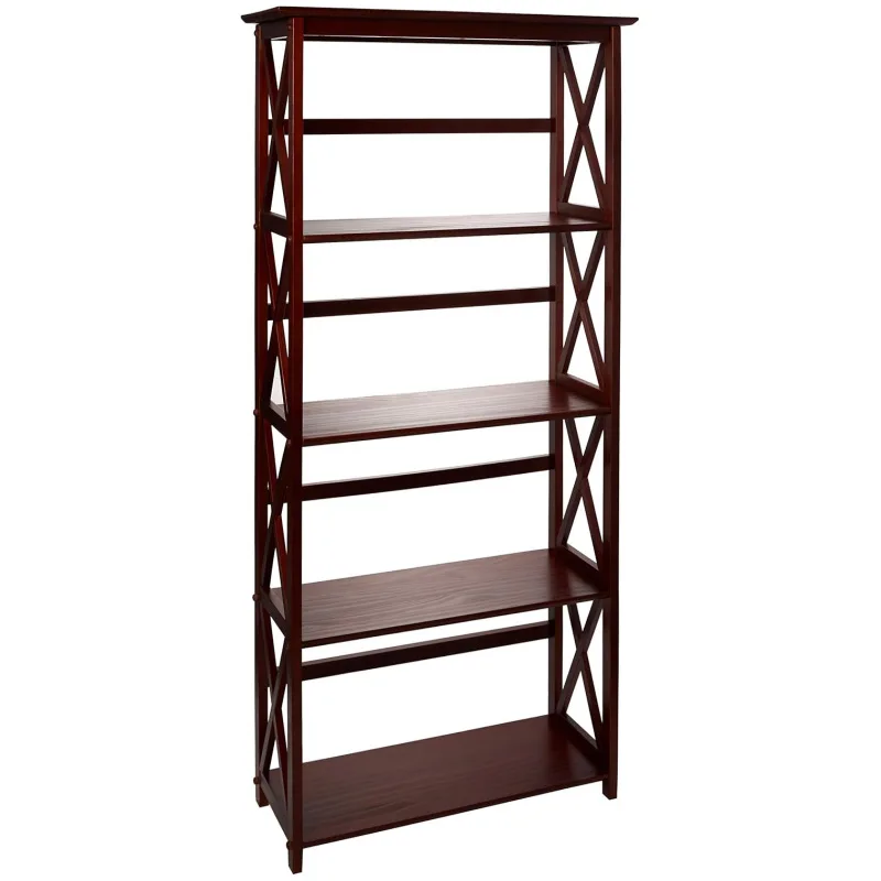 

Wooden bookshelf, practical storage rack with open space, suitable for bedroom, living room, home office