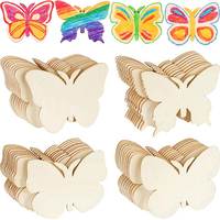 10pcs Butterfly Flower DIY Painting Wooden Slices-Kids Craft Kit for Birthday Wedding Party T-Unfinished Wood Crafts forArt