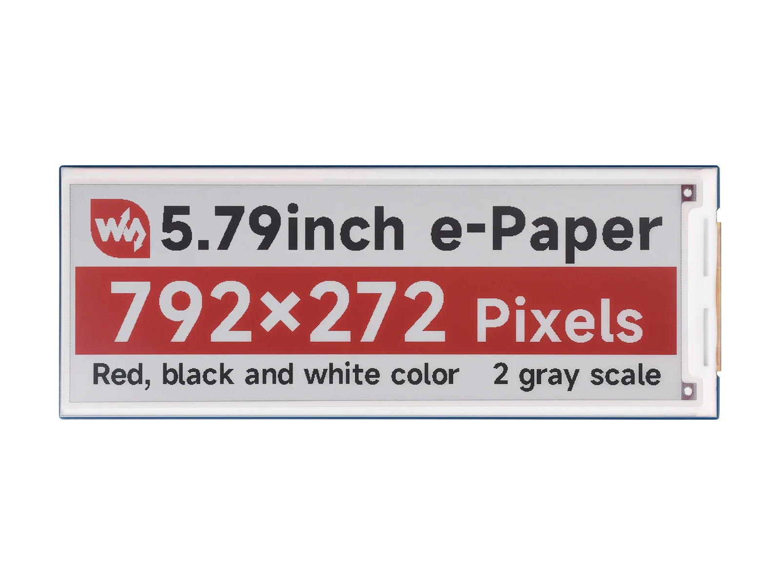 

5.79inch E-Paper Module (B), e-ink display,792x272,Red/Black/White,SPI Interface,Low Power,Wide Viewing Angle, Paper-Like Effect