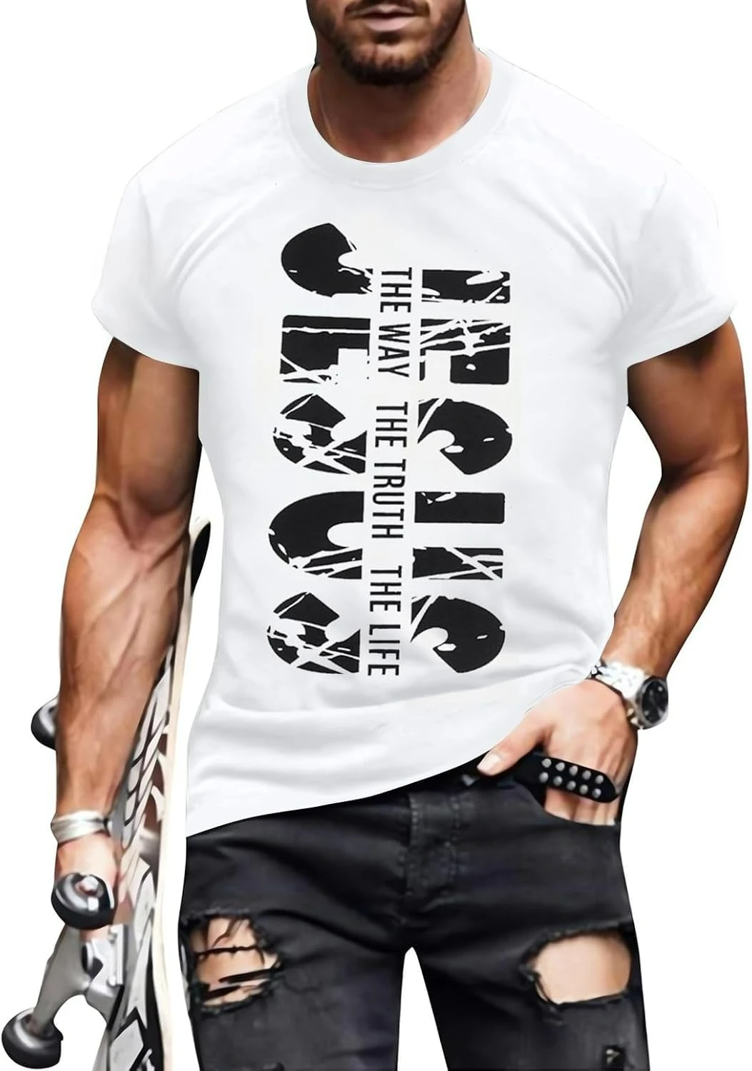 

Christian Inspirational God Faith Christian Faith Cross design-100% cotton short sleeve O-neck casual printed men's T-shirt.