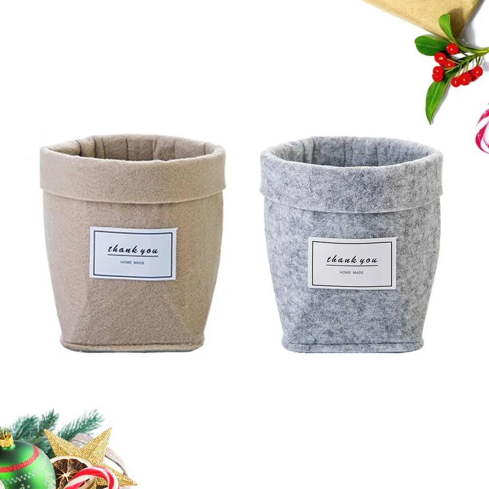 2pcs Wool Felt Flowerpot Decor Home Succulent Plant Flowerpot Desktop Fleshy Flower Pot fashion wool felt flower pot