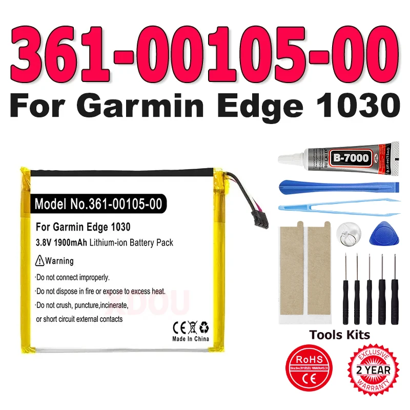 361-00105-00 Battery For Garmin Edge 1030 Bicycle Speed Meter High Quality Replacement Battery 1900mAh + Free Tools
