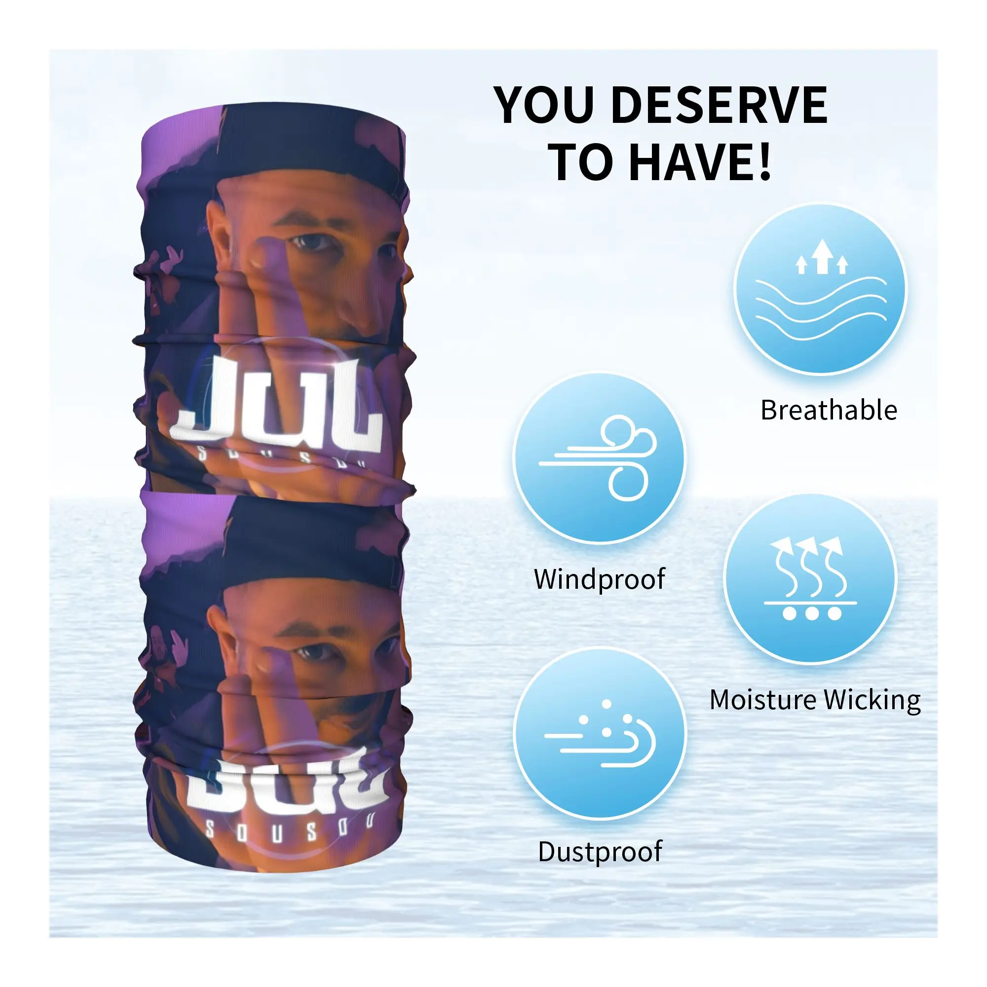 Custom JuL Rap Music Bandana Winter Neck Warmer Women Windproof Wrap Face Scarf for Ski  Gaiter Headband view 3