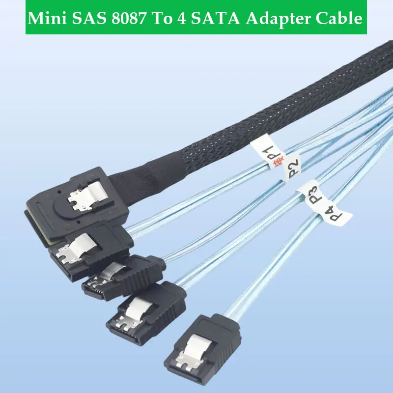 

Кабель-переходник ADT-Link Mini SAS 8087–4 SATA — шрапнельный дизайн с обратным контактом 4,0, прямой разъем для интеграции SSD