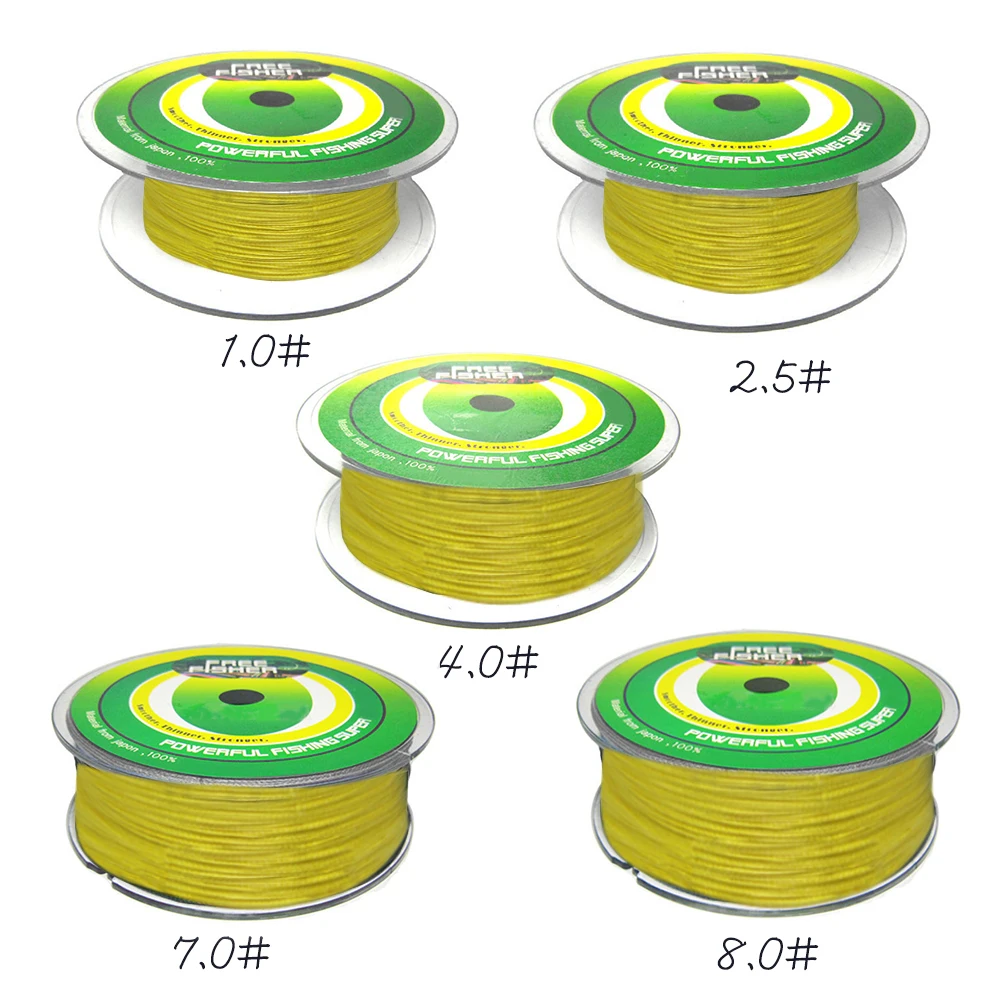 FREE FISHER 1pcs 300m Multifilament Yellow 4 Strands Fishing Braid Line 15-70LB PE Briaded Wire for Saltwater/Freshwater