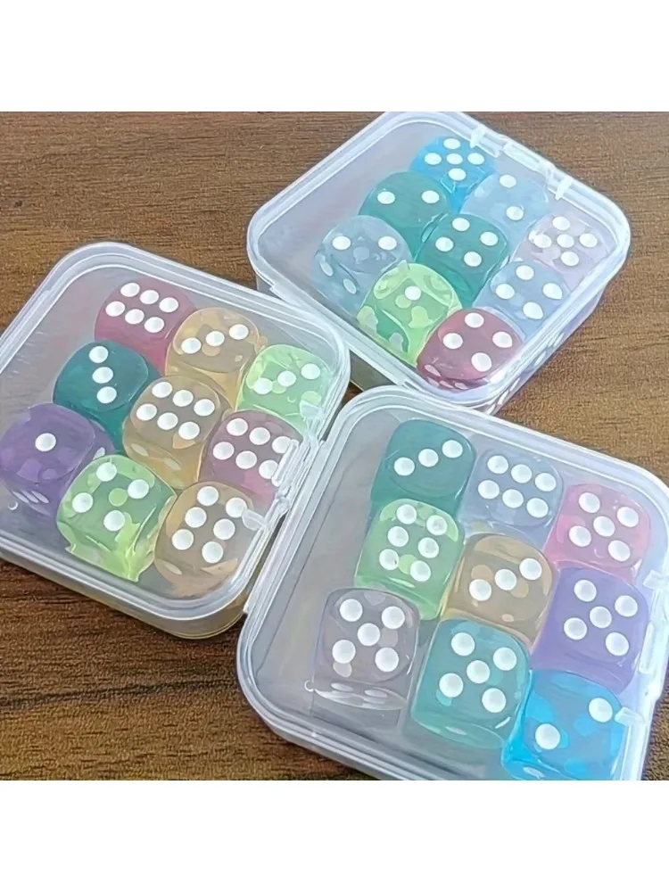 D Boxed 9 pieces, 14mm in size, transparent boxed dice, throwing dice, sieve for dice
