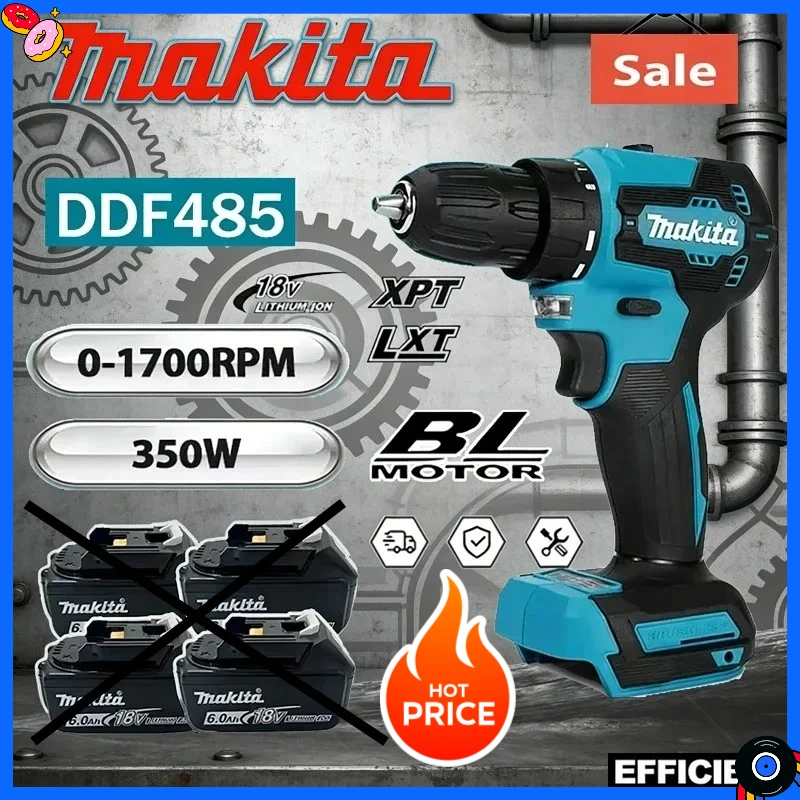 

Аккумуляторный многофункциональный шуруповерт Makita DDF485 LXT 10 мм, ударный, бесщеточный, перезаряжаемый, с бесщеточным двигателем