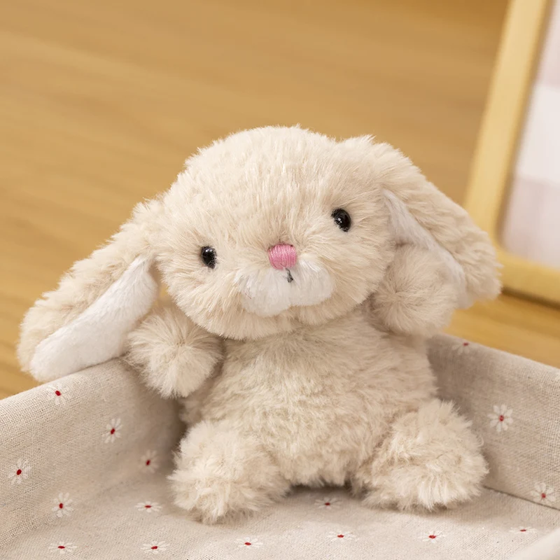 15cm Mini Brown Lop Long Ears Stuffed Cute Rabbit Doll Plush Toy Like Real Appeasing Companion Birthday Present