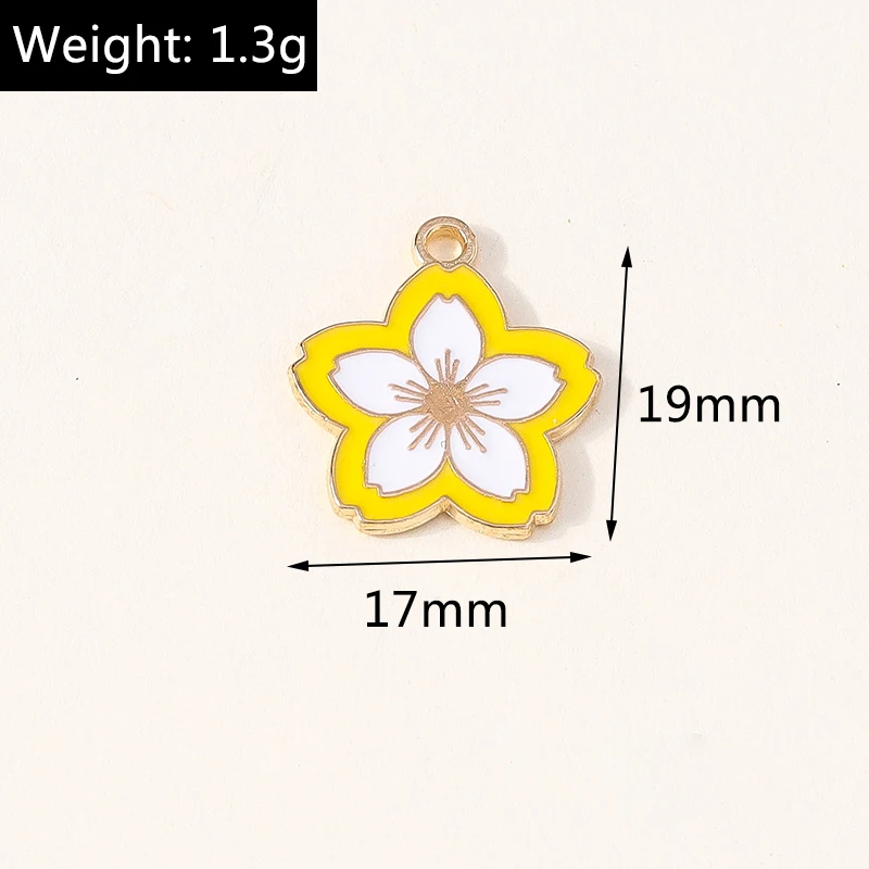 10 Stück niedliche, gemischte Emaille-Blumen-Anhänger zum Basteln von Ohrringen, Halsketten, Armbändern, DIY-Bastelarbeiten, Schmuckzubehör und Geschenken ﻿ – Detail 5