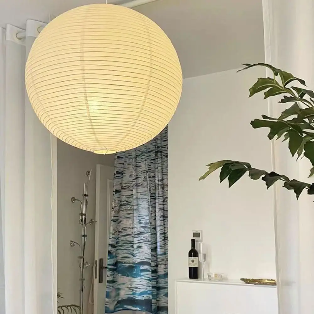 Hanging Paper Lampshade Light Fixture Classic Modern Pendant Light Lamp Cover Vintage Round Ceiling Light Cover Hotel Cafe