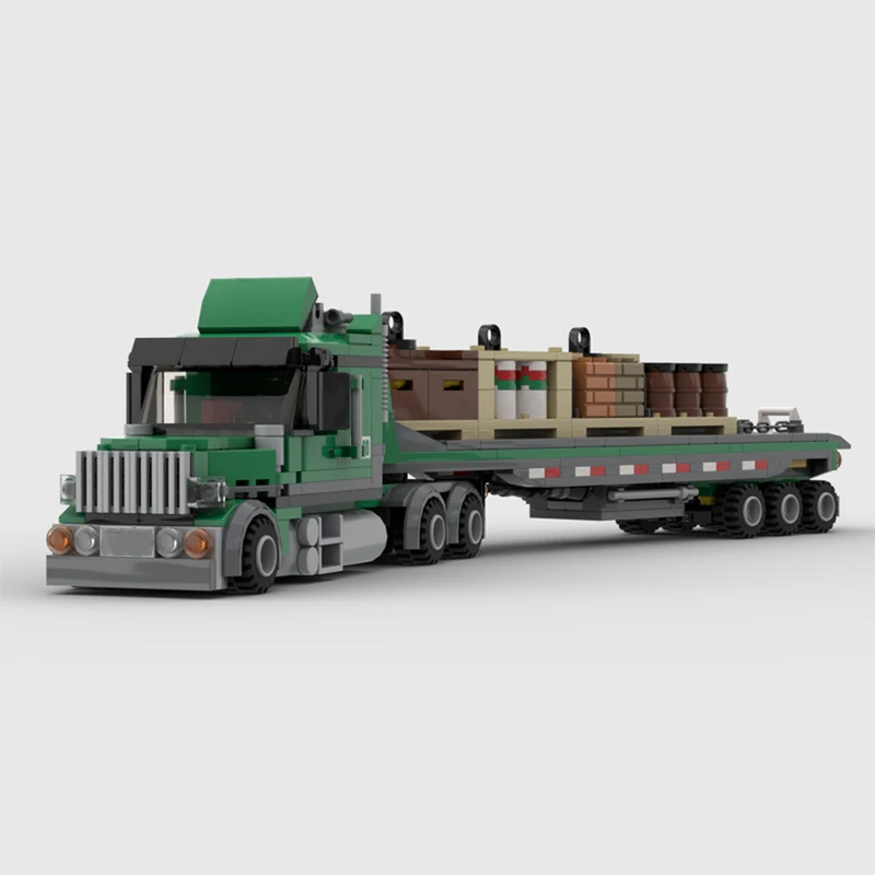 

Набор строительных блоков MOC: Грузовик-платформа с прицепом, городская модель, 547 деталей. Архитектурный конструктор, развивающая игрушка, рождественский подарок для детей.