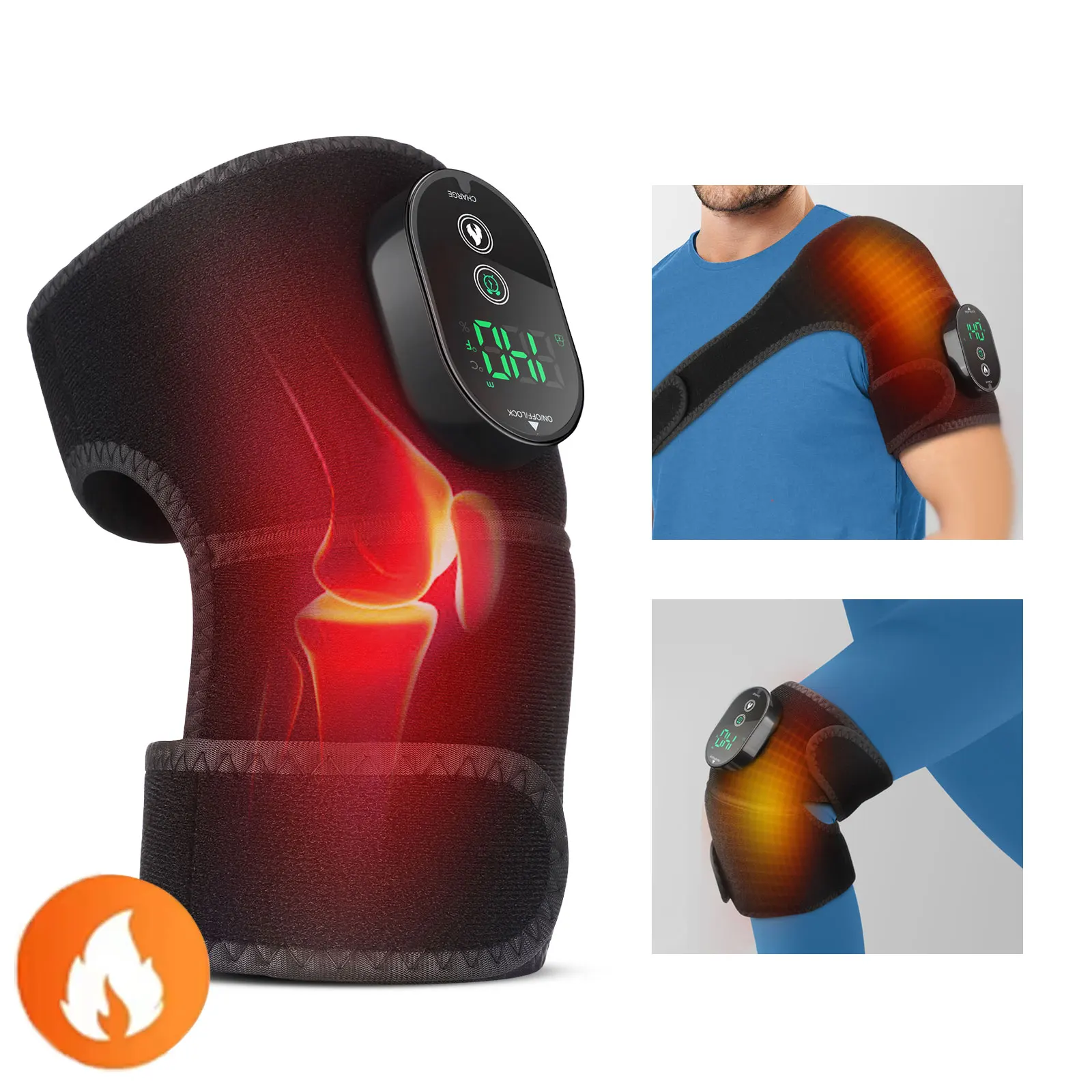 Heating Knee Massage Pad 3-In-1 Shoulder Elbow Wrap Brace Thermal Massager Hot Compress Muscle Relaxation Electric Warm Belts
