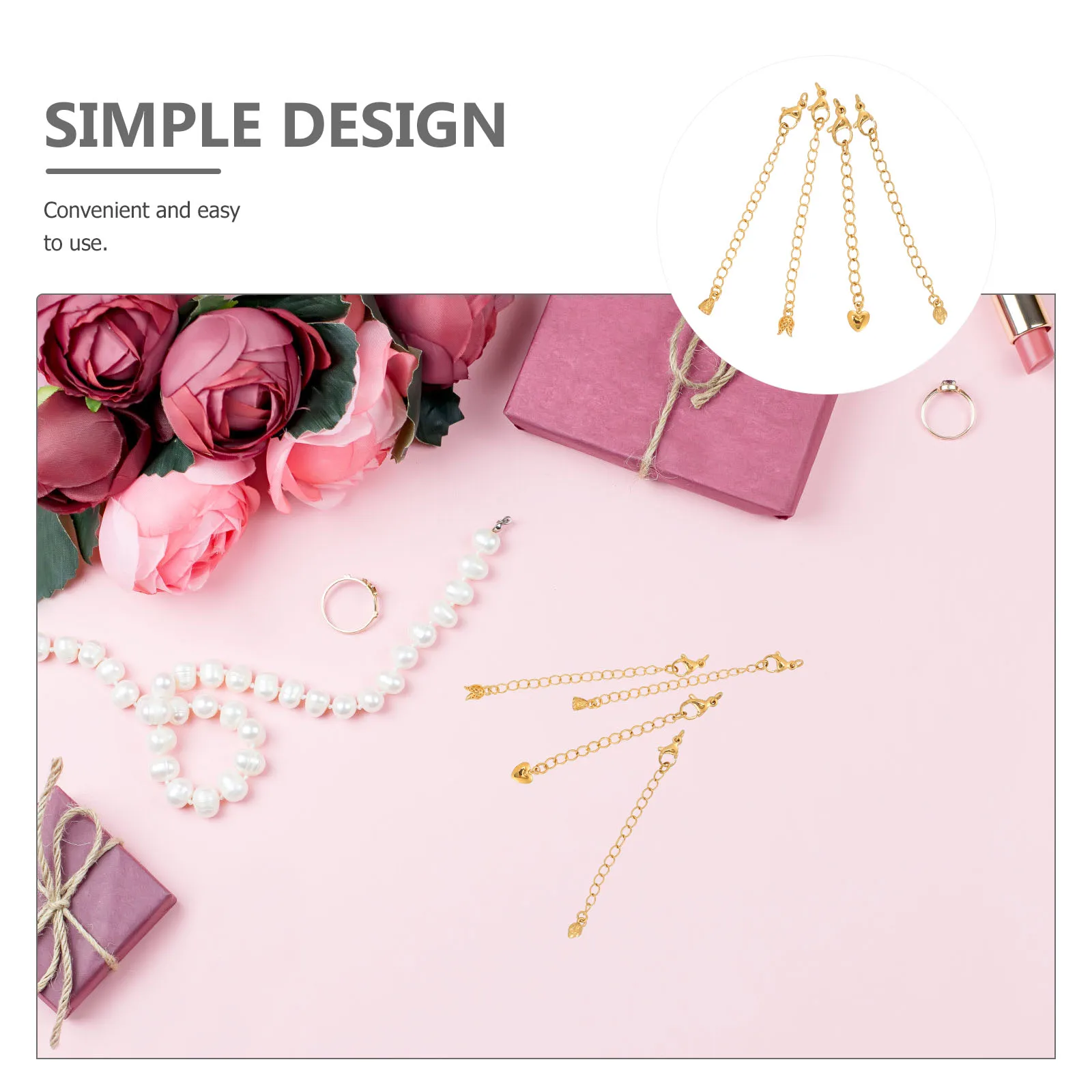 

8Pcs Necklace Extender Chain Extensions for Necklaces DIY Jewelry Supplies Classic Color Sturdy Material Versatile