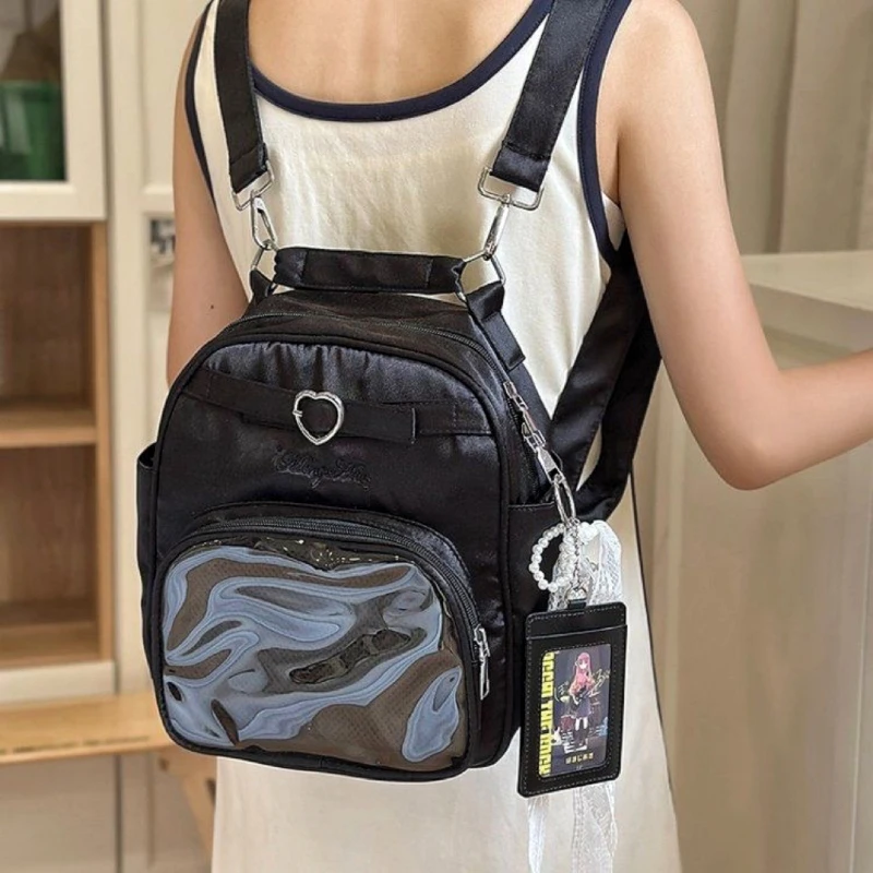 

New Y2K Women Cute Backpack Sweet Ita Bag Lolita Girl Transparent Bag Shoulder Crossbody Bag Large Capacity DIY Display Knapsack