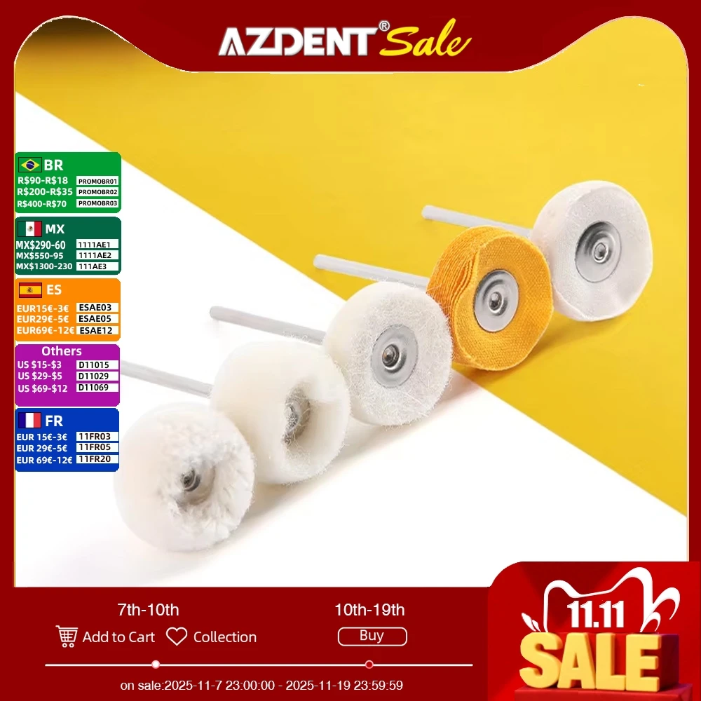 

10 шт./упак. Azdent RA2.35 мм/HP2.35 мм щетка для полировки зубов фетр/кашемир/хлопок