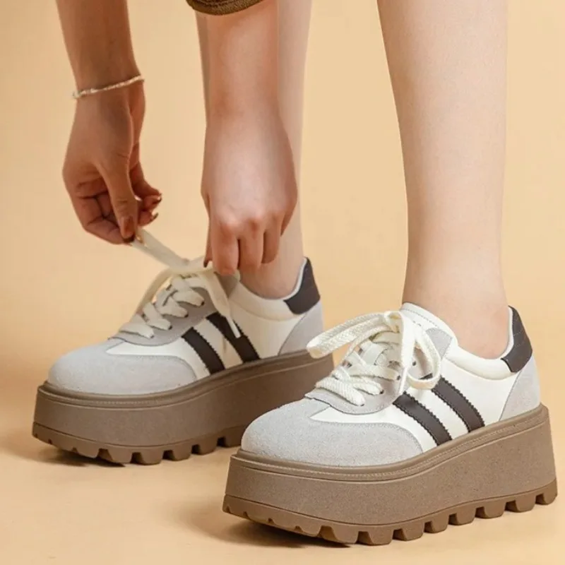 

8CM Women's Shoes Exquisite Suede Sneakers and Casual Shoes for Woman Fashion Moral Training Shoe Designer Shoes Zapatos Mujer