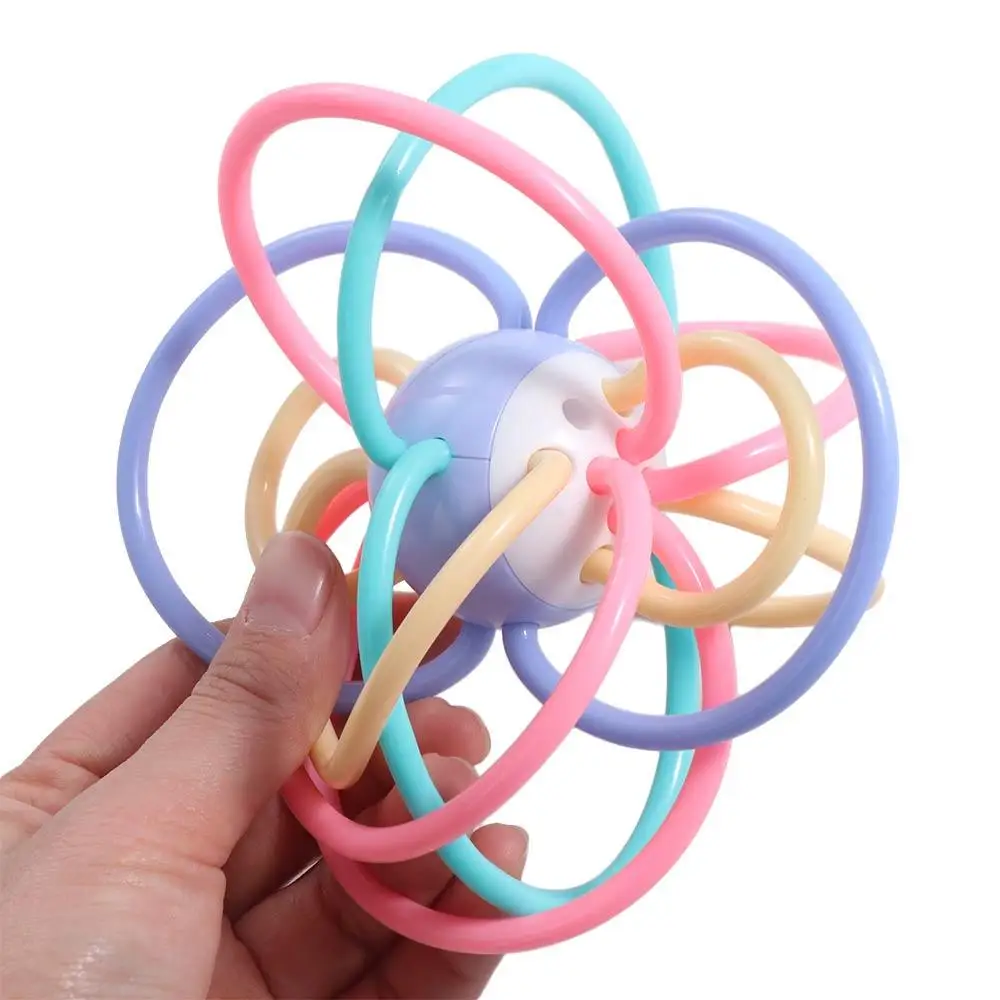 Silicone Sviluppare Dentizione Giocattolo Educativo Morbido Massaggiagengive e Sonaglio Giocattolo Morso Mano Sonaglio Massaggiagengive Manhattan Grab Ball Neonati
