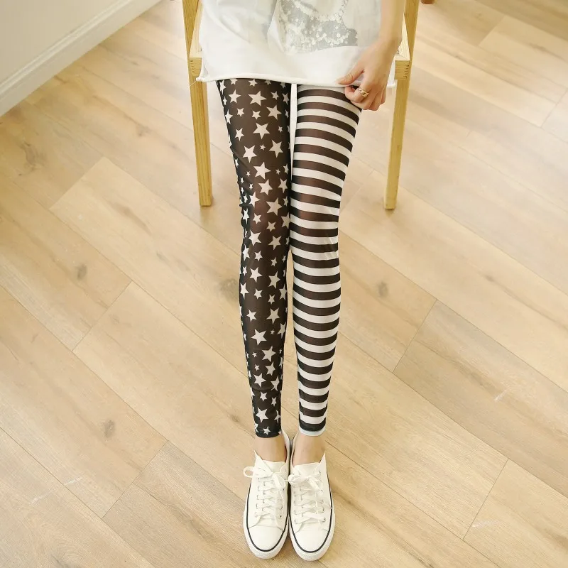 Leggings de malha de verão, calças femininas sexy respiráveis com protetor solar, ajuste fino, emagrecimento, alta elasticidade, calças estampadas ultrafinas