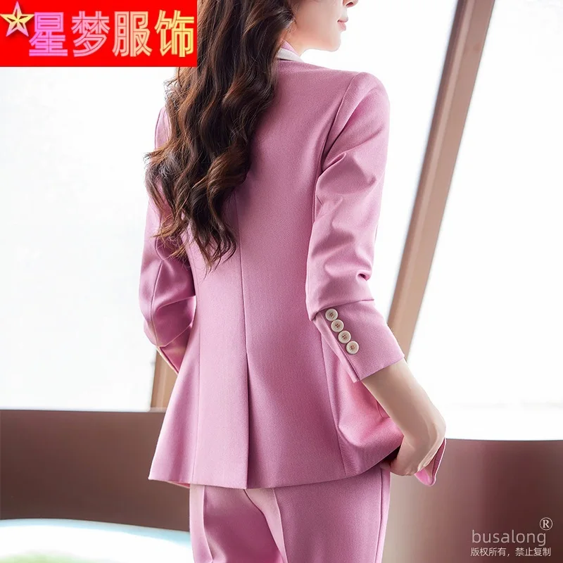 8308 Purple Stitching Suit Female Autumn and Winter New Fashion High-End Temperament Beautician Professional Tailored Suit Suit