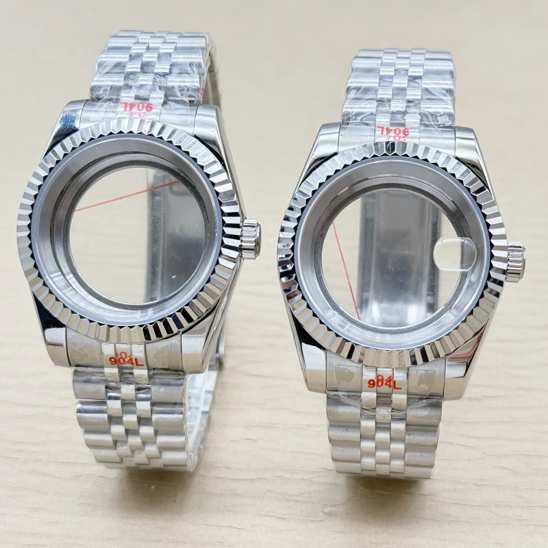 

DATEJUST 39MM Watch Case Fit NH35 NH36 4R35 4R36 Automatic Movement Flat Sapphire Glass Stainless Steel Case Strap Retrofit Part