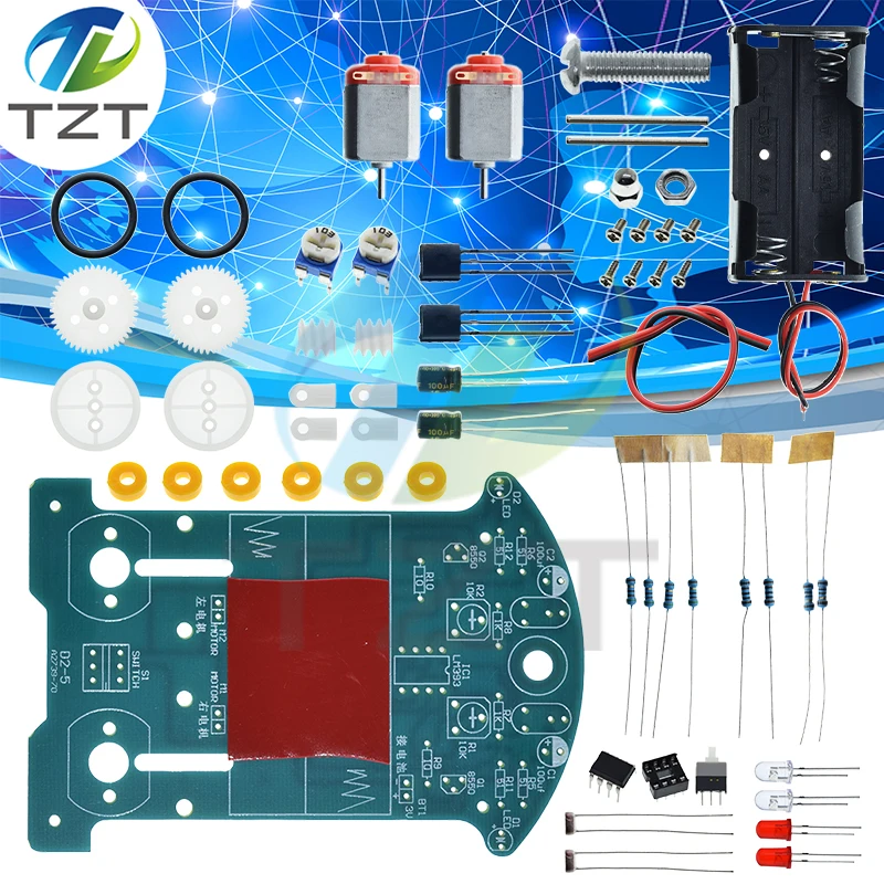 

TZT D2-5 DIY Kit Intelligent Tracking Line Car Suite DC Motor Electronic Production Assembly Smart Car Patrol Automobile Parts