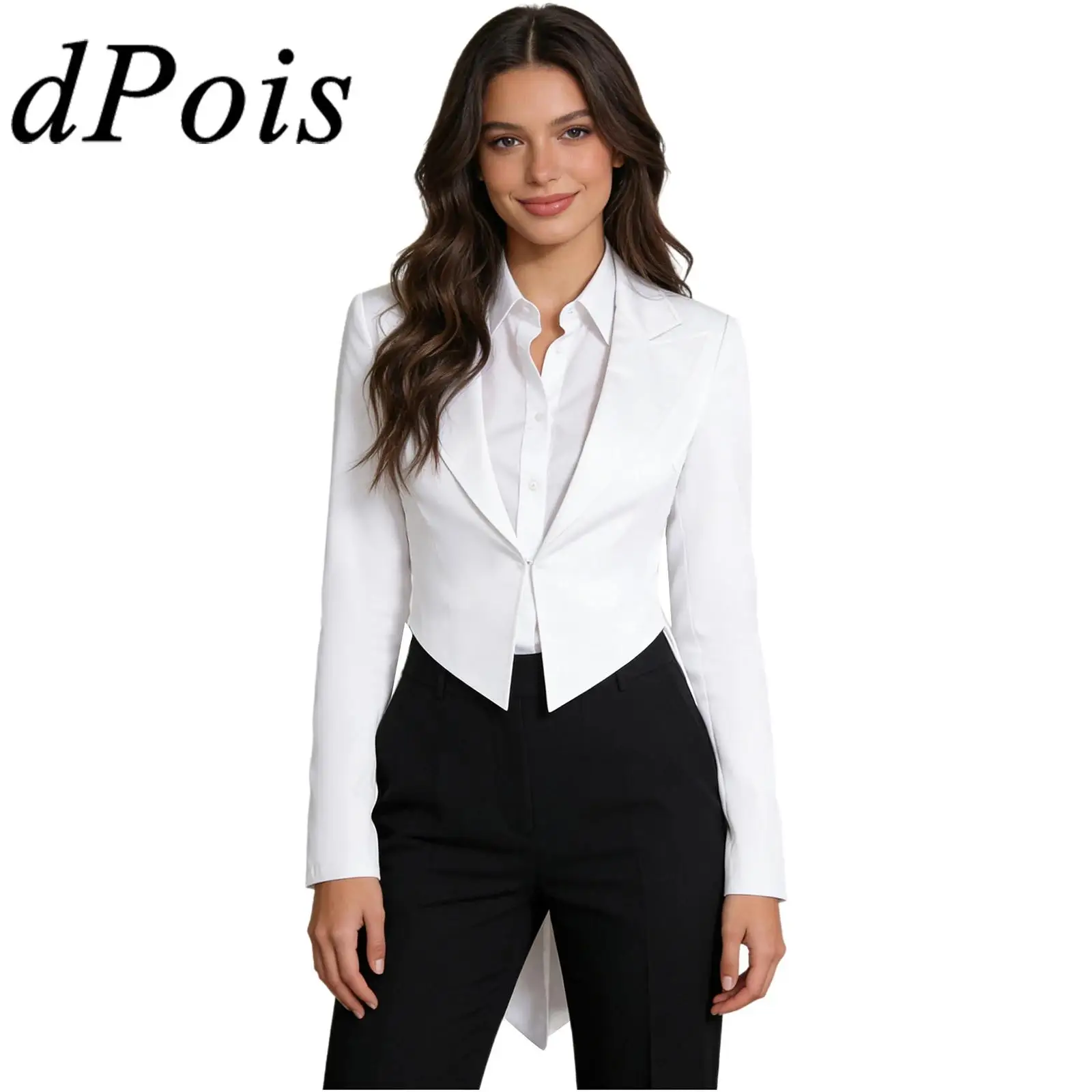 Blazer de frac para mujer, chaqueta Vintage con cola de golondrina, abrigo de esmoquin con solapa, prendas de vestir exteriores para club nocturno, cócteles, camarera, disfraz de Cosplay