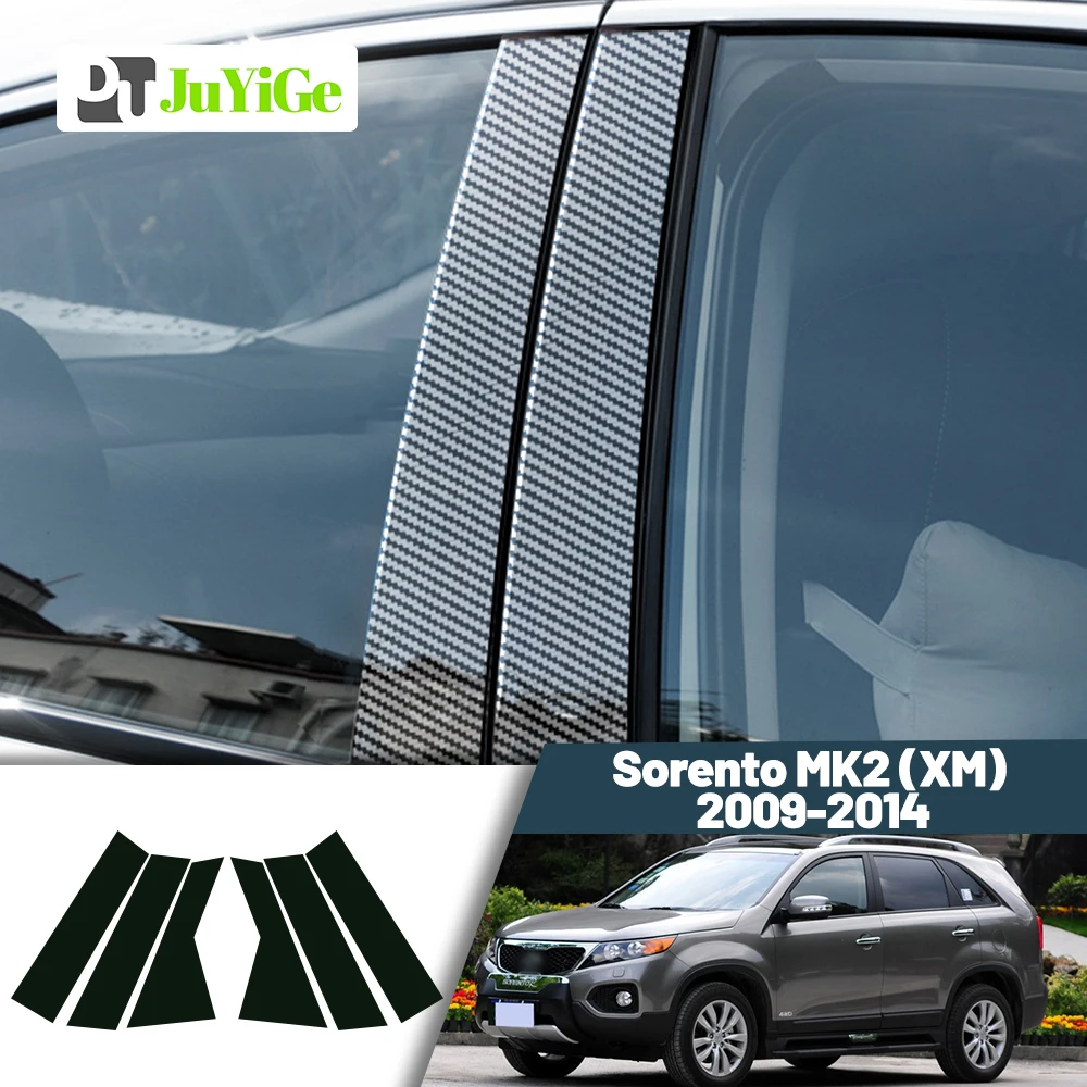 

Glossy Black Carbon Fiber Window Door Deal B C Pillar Post Cover Sticker For Kia Sorento XM 2009-2014 2010 2011 2012 2013