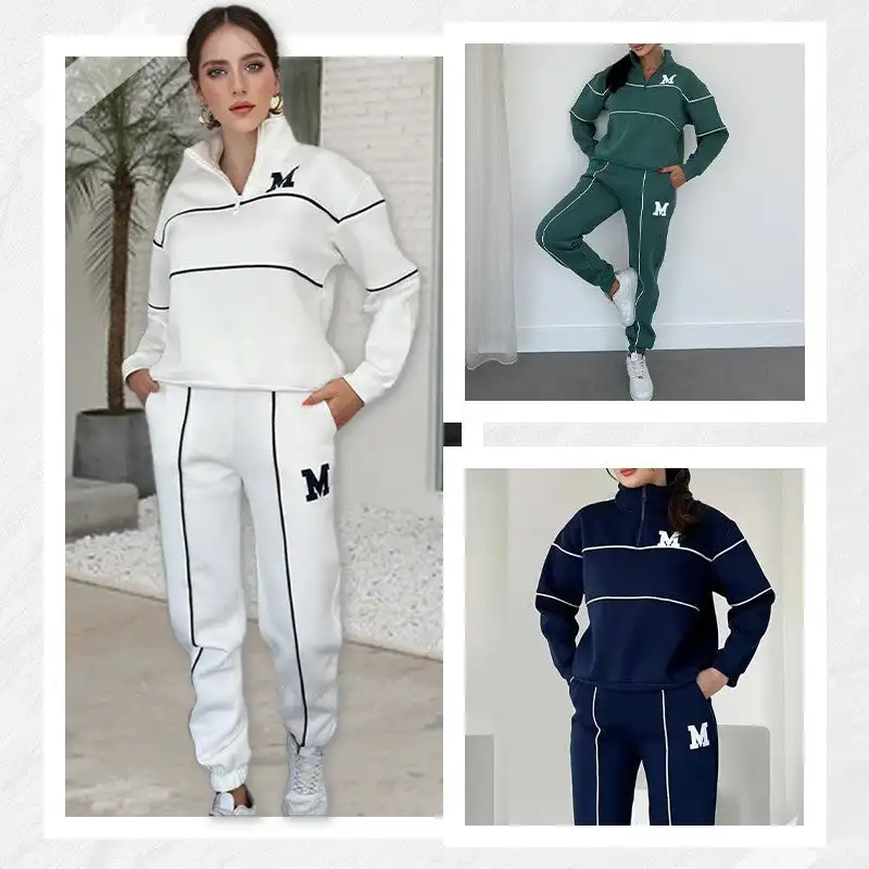 Womens 2 Piece Outfits Lounge Hoodless Pullover Sweatshirt Sweatsuit Sets Sweatshirt Baggy Fashion Sweatpants with Pockets