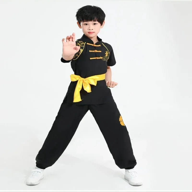 Conjunto de roupas Kung Fu chinês tradicional para crianças, performance de palco, uniforme de artes marciais, tai chi para crianças