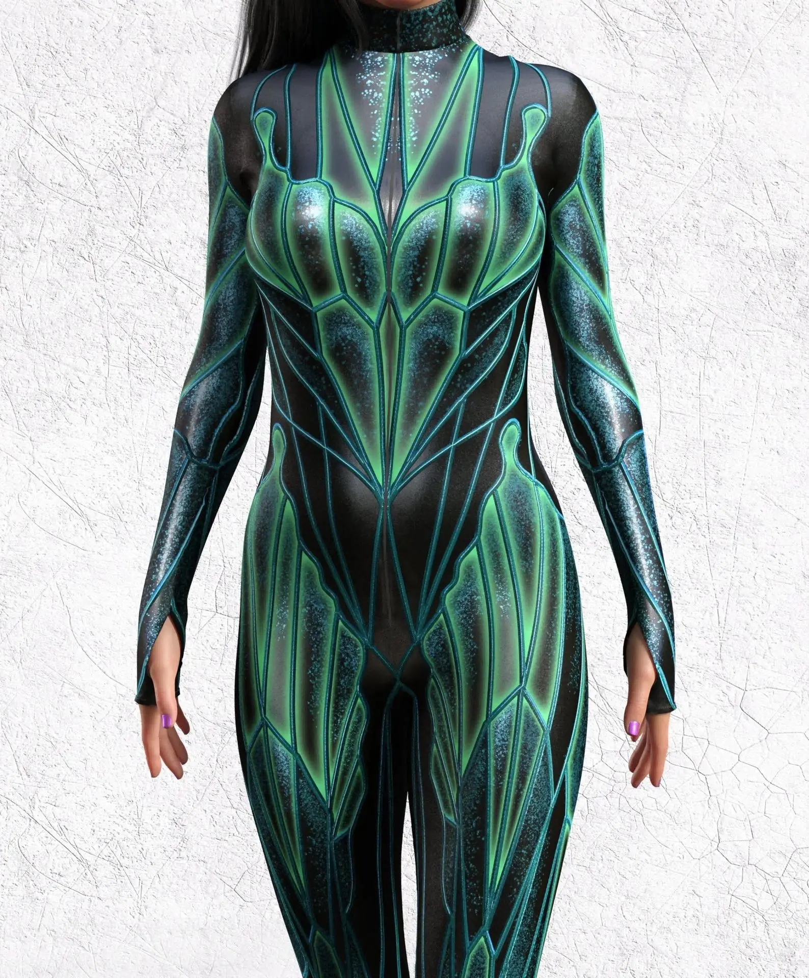Damen Cyber 3D-Druck Festtags-Party Punk Jumpsuit Onesie Halloween Cosplay Kostüm Bodysuit Performance Steampunk Romper – Detail 23