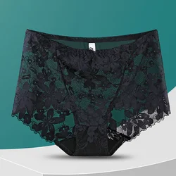 2023 New Sexy lingerie for women underwear cutout lace floral panties Plus size high waist sheer mesh interior femenina