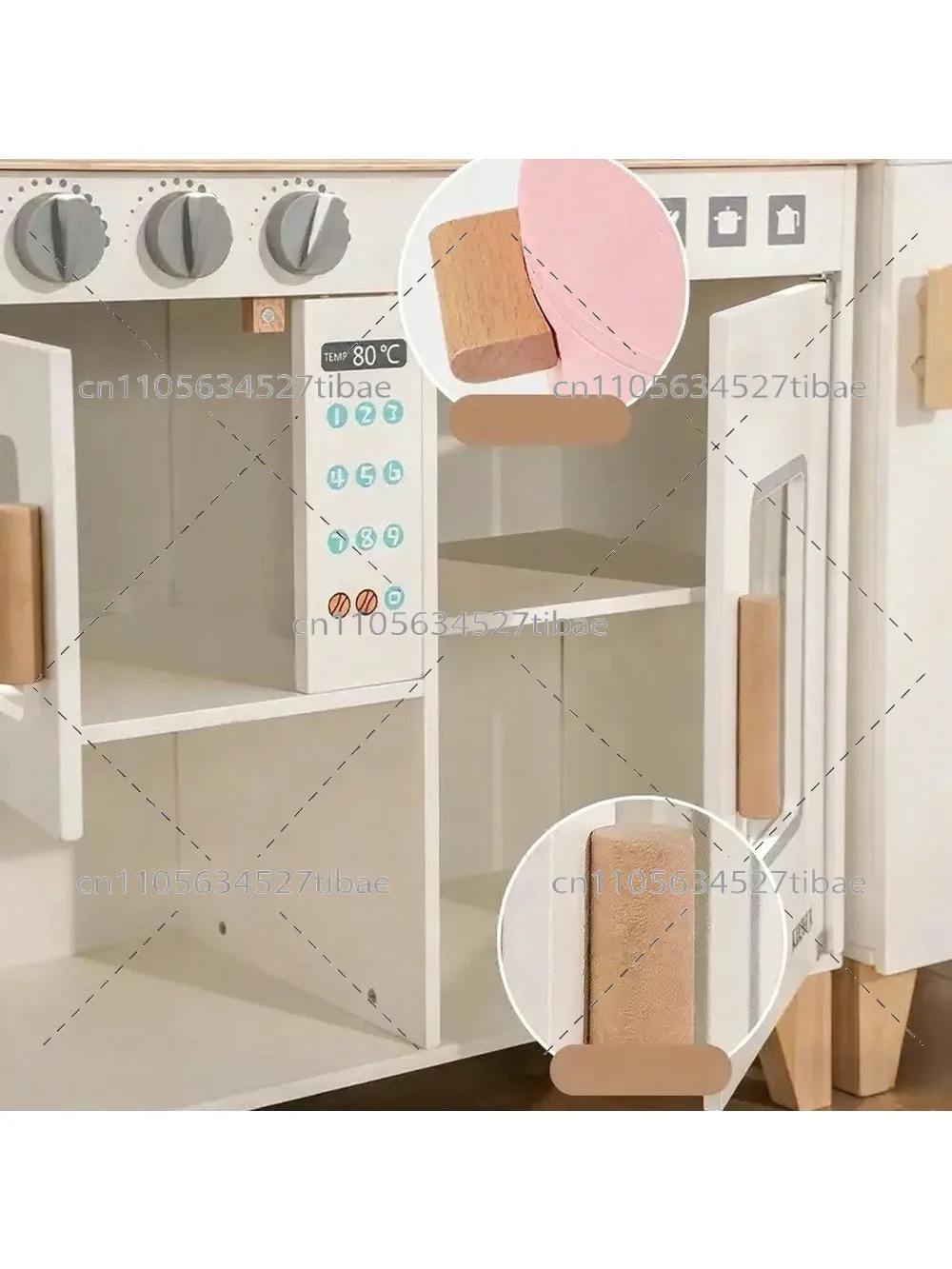 Grocery Store Pretends to Play Wooden Toy Fruit Rack Kids Natural Style Market Rack Play Food Set with Toy Cash Register