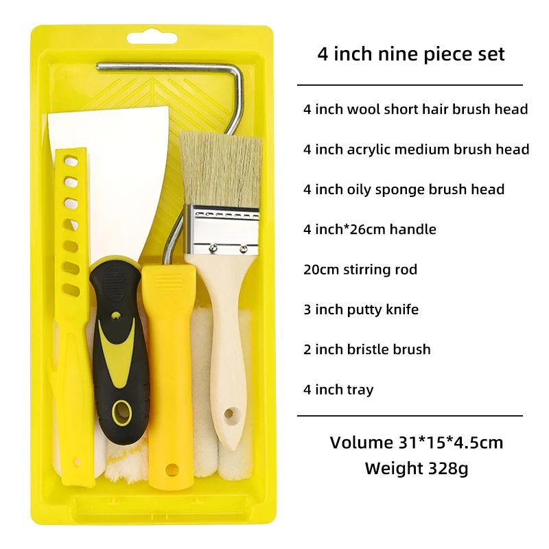 19 ชิ้น DIY ลูกกลิ้งทาสีแปรงชุดเครื่องมือแปรงทาสีผนัง Putty มีด Scraper ใบมีดผนังตกแต่งภาพวาดชุดเครื่องมือ