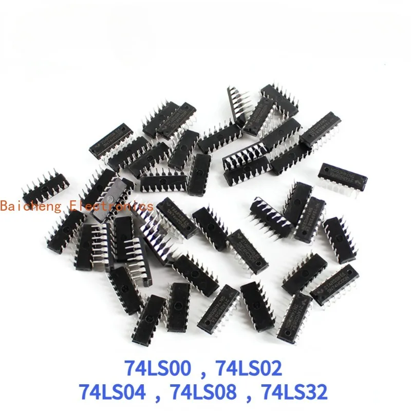

50PCS 74LS Integrated Circuit Logic DIP-14 IC Kit 5 values 74LS00 74LS02 74LS04 74LS08 74LS32 IC Chip Assortment Kit