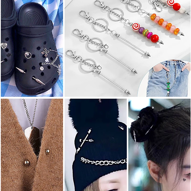 10 Stück Zinklegierung Doppelkopf-Punk-Spikes Nieten Kugelspikes für Kleidung Taschen Schlüsselanhänger Perlenarbeiten – Detail 1