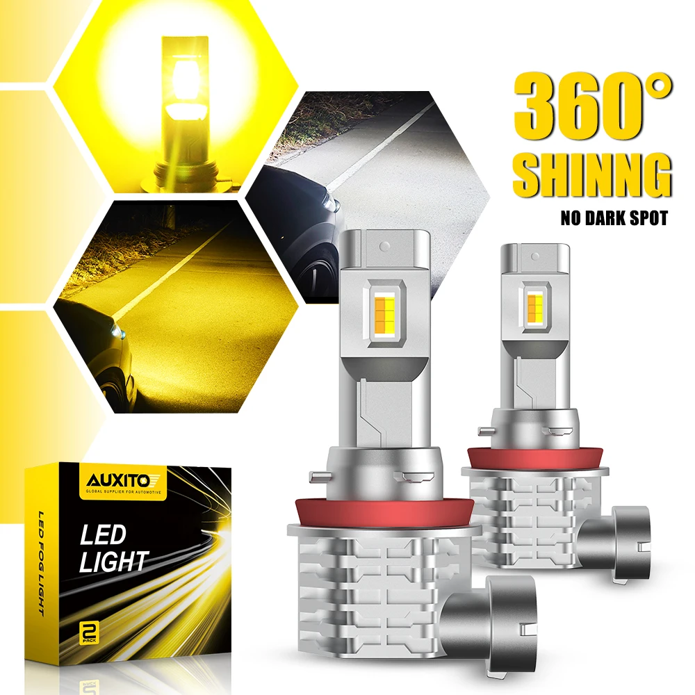 

2Pcs AUXITO CANBUS H8 LED Yellow White 9006 HB4 H10 H11 LED Fog Lights 9005 HB4 LED Bulb Car Driving Lamp for Toyota Skoda Ford