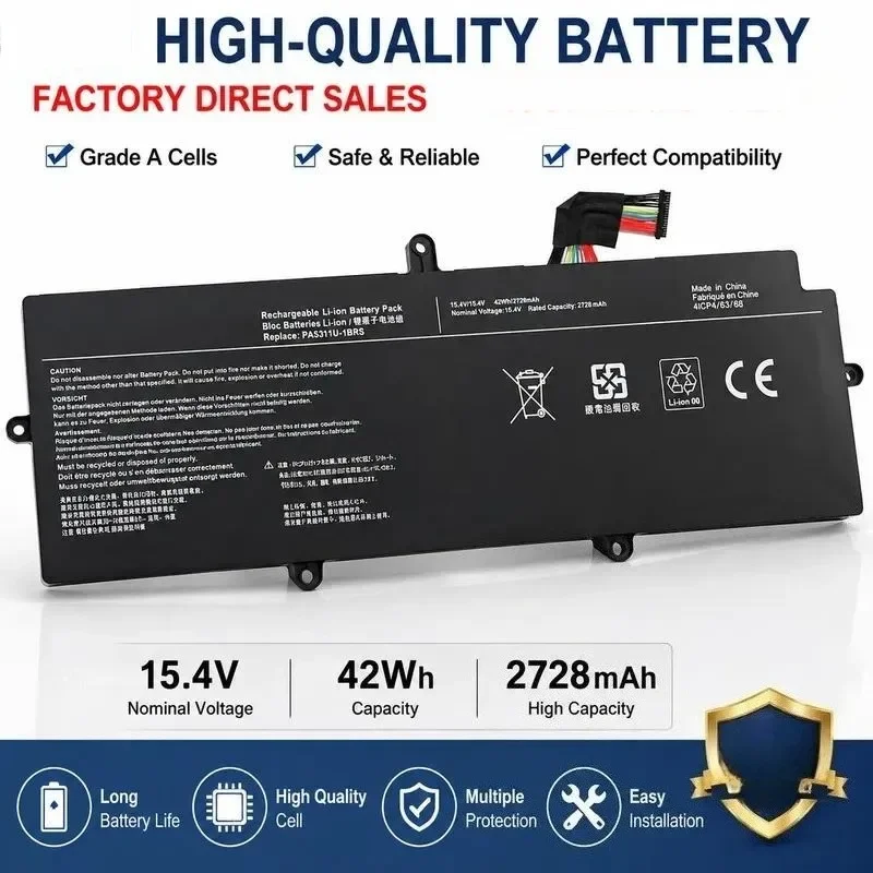 [NEW] 15.4V 42Wh PA5331U-1BRS Laptop Battery for Toshiba for Dynabook G83 A30-E-174 Li-ion Laptop Battery