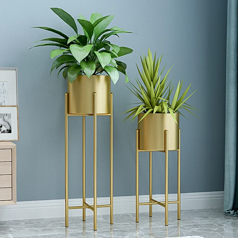 Quality Nordic Gold Floor Stand Ornaments, Artificial Flower, Simulation Plant Vase, Home Decoration, Living Room