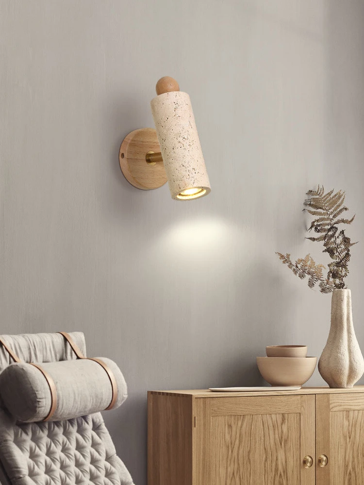 Imagem -02 - Led Rotatable Spot Wall Lamp Bedroom Bedside Reading Light Stone Spot com Aall Switch Estudo Luminária Noz Log Madeira Cor