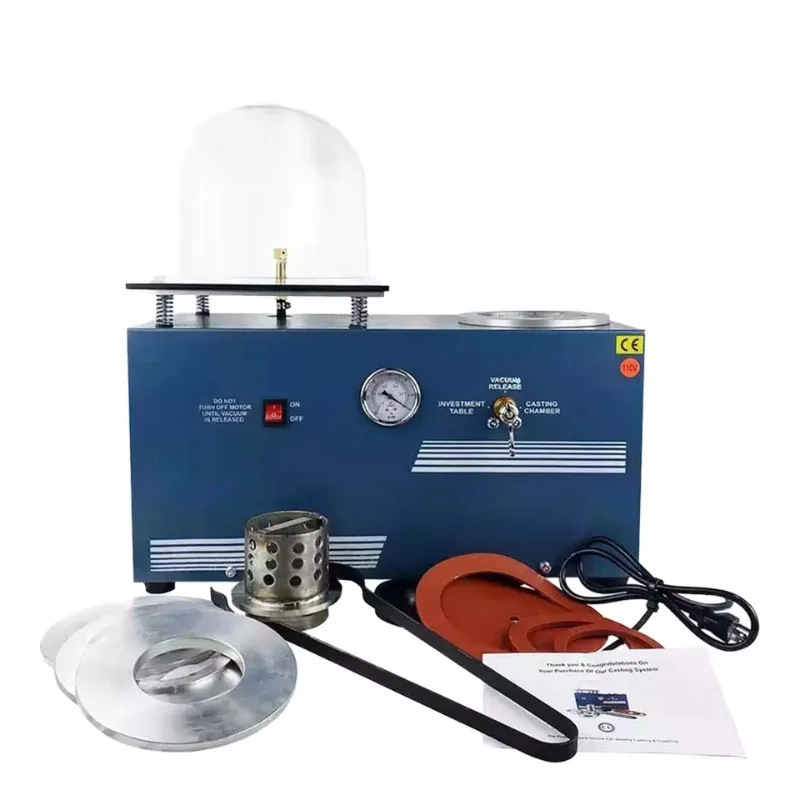 

2L Vacuum Jewelry Investing Casting Machine Bell Jar Vacuum Casting Machine With 3 CFM Pump for Invested Flasks and Rtv Molds