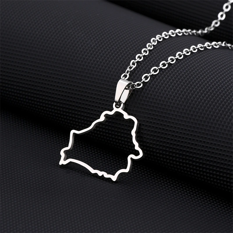 New Belarus Map Pendant Necklace for Men & Women Titanium Steel Gold Silver Color Choker Belarus Outline City Name Jewelry Gifts