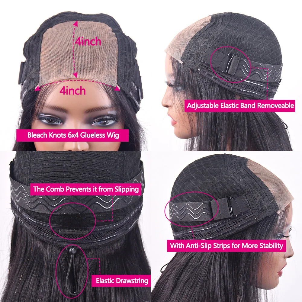 الرباط غلويليس شعر مستعار شعر طبيعي مفرود الباروكات 6x4/4x4 الدانتيل الجبهة غلويليس الباروكات شعر الإنسان قبل قطع الدانتيل 2-5 أيام التسليم