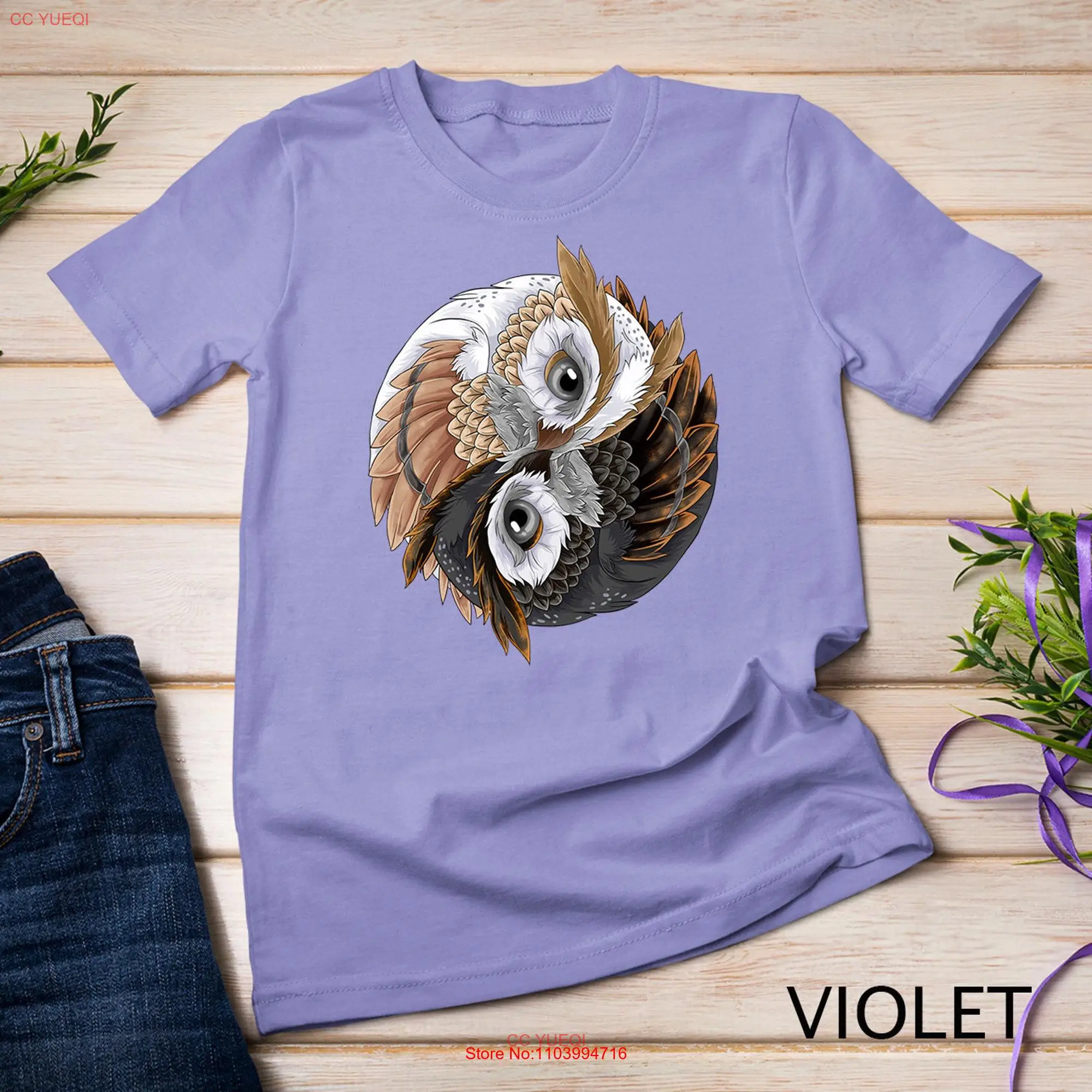 Ying Yang Owl Yin Qigong Tai Chi Owls T Shirt SweaT long or short sleeves