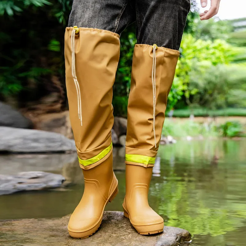 Männer Regen Stiefel Mode Knie Länge Regen Stiefel Im Freien Wasserdichte Angeln Gummi Galoschen Lange-Rohr Regen Boot Botas Lluvia hombre