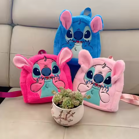 New Plush Backpack Ins Japanese Blue Stitch Funny Cartoon Large-Capacity Student Backpack Boy And Girls Gift