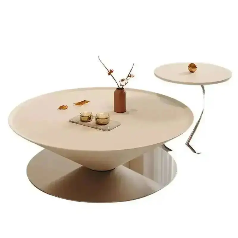 طاولة جانبية خشبية حديثة مستديرة فاخرة لغرفة المعيشة طاولة قهوة فريدة من نوعها للمدخل الأبيض الفاخر Pkoffietafels ملحقات المنزل #3