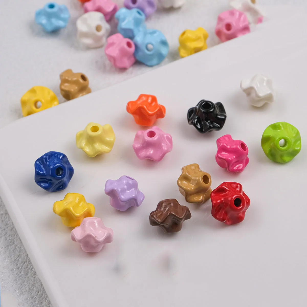 DIY Jewelry Findings Assorted Colors Acrylic Solid Irregular Geometry Plastic Beads Fit Bracelet Necklace Earring 10*8mm 100pcs
