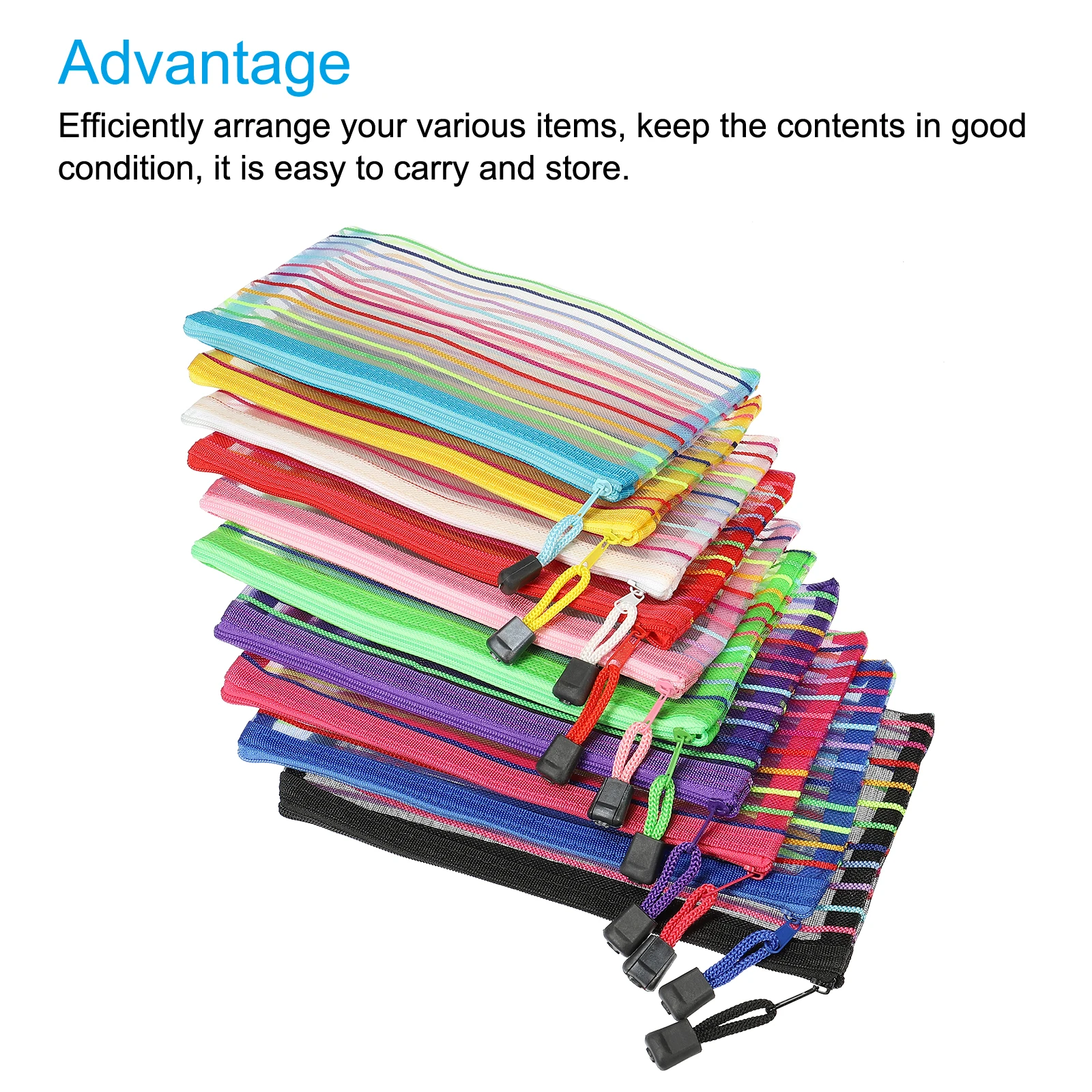 6Pcs A5/B6 Mesh Zipper Pouch Rainbow Color File Bags Colorful Nylon Mesh Document Bag Multipurpose Travel Bags File Organizer